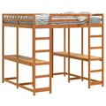 Produktbild: vidaXL Hochbett mit Schreibtisch & Leiter Braun 160x200 cm Kiefernholz