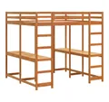 Produktbild: vidaXL Bett Hochbett mit Schreibtisch & Leiter Braun 160x200 cm Kiefernholz