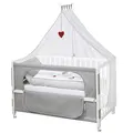 Produktbild: roba Beistellbett 60 x 120 cm - Adam & Eule Room Bed - Babybett zum Anstellen an Elternbett - Inklusive Matratze, Bettwäsche, Himmel - Mobil & Höhenverstellbar - Holz weiß