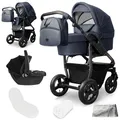 Produktbild: Bergsteiger Capri Kombikinderwagen 3-in-1 – Babywanne, Sportsitz & i-Size Babyschale, Luftreifen, Federung, höhenverstellbarer Griff, faltbar, Zubehör