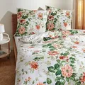 Produktbild: Traumschlaf Feinflanell Bettwäsche Blumen grün 155x220 cm + 80x80 cm - grün;orange;weiß