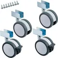 Produktbild: SOTECH 4er Set Möbelrolle HAMM Ø63 mm Höhe 74,5 mm Weiß Grau 2x Ohne und 2x mit Bremse mit U-Profil für 19 mm Wandstärke inkl. Befestigungsschrauben