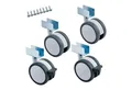 Produktbild: SO-TECH® Möbelrolle Hamm Ø 63 mm, Höhe 74,5 mm, U-Profil für 19 mm Wandstärke, Lenkrolle je 2 x mit / ohne Bremse, weiß/grau