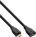Produktbild: InLine Micro-USB Verlängerung, USB 2.0 Micro-B Stecker auf Buchse, schwarz, vergoldete Kontakte, 1,5m (32715P)
