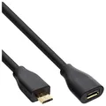 Produktbild: InLine 32715P Micro-USB Verlängerung, USB 2.0 Micro-B Stecker auf Buchse, schwarz, vergoldete Kontakte, 1,5m