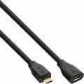 Produktbild: Verlängerung USB 2.0 Micro-B Stecker zu Buchse schwarz vergoldet 1,5m
