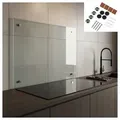 Produktbild: Mucola Küchenrückwand Spritzschutz Klarglas Glasrückwand Herdspritzschutz ESG Glas, (Stück, Premium-Rückwand), ESG Sicherheitsglas weiß 100 cm x 50 cm