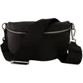 Produktbild: MIRROSI Bauchtasche Damen, Echtleder, Made in Italy, Umhängetasche, Brusttasche, (Schultertasche für jeden Anlass (1 Tasche & 2 Gurte), Crossbody Bag, Schwarz, gemusterten& verstellbaren Schulterriemen schwarz Mittelgroße Tasche (25x16x7cm)
