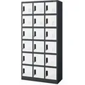 Produktbild: JAN NOWAK Spind Schließfachschrank mit 18 Fächern KAROL 185 x 90 x 40 cm Anthrazit-Weiß
