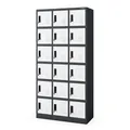 Produktbild: Jan Nowak Umkleideschrank 3B6A Metallschrank Metallspind Büroschrank Fächerschrank Schließfachschrank mit 18 Fächern Metall Pulverbeschichtung 185 cm x 90 cm x 40 cm (H x B x T) (Anthrazit-Weiß)