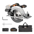 Produktbild: WORX WX520 Akku Kreissäge 20V - 190mm Sägeblatt - bürstenloser Motor - mit 4000 mAh PowerShare Akku und Ladegerät
