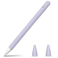 Produktbild: Fintie Silikon-Schutzhülle für Apple Pencil Pro und Apple Pencil 2. Generation, leichte Stift-Schutzhülle, weicher schützender Stifthalter mit 2 Federabdeckungen, Zubehör, Lila