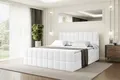Produktbild: ALTDECOR Boxspringbett mit Fußteil, H3 Matratze und Topper - 120x200 cm - MIAMI-Z - Weiß Kunstleder - Polsterbett mit Bettkasten und Lattenrost, Bett mit Stauraum