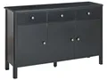 Produktbild: Sideboard schwarz mit 3 Türen 3 Schubladen 120 x 39 x 75 cm Modern Olate