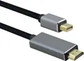 Produktbild: Helos Anschlusskabel, mini DisplayPort St./HDMI St., PREMIUM 4K, 2,0m, schwarz mini DisplayPort Stecker/HDMI 1.4 Stecker , PREMIUM , TPE Außenmantel - hochflexibel , Aluminium-Gehäuse , 3840 x 2160 @ 30 Hz , vergoldete Kontakte , ULTRA HD 4K , ROHS 2.0 und REACH-Konform , Farbe: schwarz (288486)