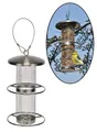 Produktbild: Vogelfutterstation aus Edelstahl zum Aufhängen, mit 2 Sitzringen