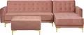 Produktbild: BELIANI Ecksofa Rosa Samtstoff L-Förmig Linksseitig Schlaffunktion Klassisch Ottomane Wohnzimmer