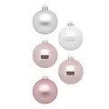 Produktbild: Inge Glas Weihnachtskugeln | Schöne Christbaumkugeln aus Glas | 20 Kugeln in Karton-Box | Christbaumschmuck Weihnachtsbaumschmuck Weihnachtsbaumkugeln (Noble Rose | rosa weiß)