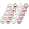 Produktbild: Weihnachtskugeln Noble Rose 20 Stk 6cm rosa weiß Christbaumkugeln Glas
