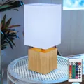 Produktbild: Tischlampe Tischleuchte Nachttischlampe dimmbar Fernbedienung Holz LED H 30cm