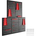 Produktbild: tectake Werkzeuglochwand, Schwarz, Rot, Metall, 200x60x2 cm, Nur In Filialen Erhältlich