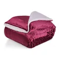 Produktbild: Cozyor Wohndecke Kuscheldecke XL warm Sherpa, Dicke Sofadecke, hochwertige Tagesdecke, 150x200 cm Plüschdecke Bordeaux rot Berry, Wohnzimmerdecke Sherpadecke