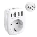 Produktbild: LENCENT Reiseadapter Netzadapter Schweiz Deutschland Stecker, EU auf CH, Typ-J, Reisestecker Adapter für Schweiz Liechtenstein Wand Steckdosen, Mit 3 USB/1 Typ C/AC Steckdosenadapter
