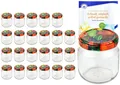 Produktbild: MamboCat Einmachglas 24er Set Rundglas 212 ml nieder To 66 Obst Dekor Deckel + Rezeptheft, Glas