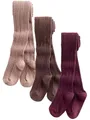 Produktbild: NEXT Mädchen 3er-Pack Strumpfhose mit Zopfmuster Pink Berry Red and Chocolate Brown 92-98
