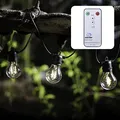 Produktbild: hellum LED Party Lichterkette außen dimmbar mit Timer, LED Glühbirnen Lichterkette mit Fernbedienung beleuchtete 4,5m, 10 Lampen warmweiß Partybeleuchtung für Biergarten Zimmer 523195