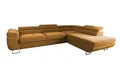 Produktbild: 4ALL HOME Ecksofa Luna mit Schlaffunktion und Bettkasten – 275x202 cm – verstellbare Kopfstützen – Liegefläche 193x125 cm – Couch – Schlafsofa – L-Sofa mit Stauraum (Monolith 48 Gold, Seite: Rechts)