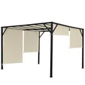 Produktbild: Mendler Pergola Baia, Garten Pavillon Terrassenüberdachung, stabiles 6cm-Stahl-Gestell + Schiebedach - 4x3m