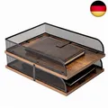 Produktbild: Briefablage aus Holz und Metall, Vintage-Design, Schreibtisch-Organizer,