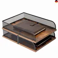 Produktbild: Briefablage aus Holz und Metall, Vintage-Design, Schreibtisch-Organizer,