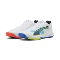 Produktbild: PUMA Accelerate Turbo 4 Game on Hallenschuh, Unisex, Puma Weiß, leuchtendes Rot, Ultrablau, 44 EU