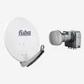 Produktbild: Fuba Sat Anlage 4 Teilnehmer | Satellitenschüssel Komplettset - DAA 650 G Sat-Schüssel 60x65cm Alu hellgrau + Fuba DEK 417 Quad LNB 4 Teilnehmer (DVB-S2, HDTV, UHD 4K/8K, 3D) mit LTE-Störfilter
