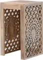 Produktbild: Marrakesch Boho Deko Beistelltisch handgeschnitzt aus Holz Anula 48 cm groß | als Nachttisch für Aesthetic Deko im Schlafzimmer oder Tisch Couchtisch klein für einzigartiges Zimmer Wohnzimmer Deko