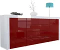 Produktbild: Vladon Sideboard Kommode La Paz,  Germany, Korpus in Weiß Hochglanz / Front in Bordeaux Hochglanz mit Rahmen in Weiß Hochglanz