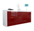 Produktbild: Vladon Sideboard La Paz V1 (Kommode, mit 2 Türen und 4 Schubladen), Bordeaux Hochglanz / Weiß Hochglanz (167 x 72 x 35)