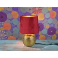 Produktbild: Defibrico - Tischleuchte sophia mit Keramikfuß & Samtschirm Rot - Gold, Höhe 26cm