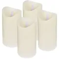 Produktbild: ToCi LED-Kerze 4er Set Echtwachs-Kerzen mit Timer : Creme Ø7,5x15cm Flamme 15 cm