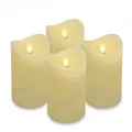 Produktbild: ToCi 4 x LED Kerzen Creme 7,5 x 15 cm – Echtwachskerzen flammenlos mit beweglicher Flamme & Timer - Stumpenkerzen mit LED-Licht für Advent, Deko, Grablicht, Innenbereich