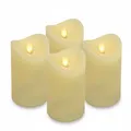 Produktbild: LED Echtwachs Kerzen Set mit Timer beweglicher Flamme, Creme, Ø7,5x15cm, 4 Stk.