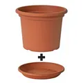 Produktbild: Blumentopf mit Untersetzer 60 cm rund Farbe in terrakotta Topf Gartentopf Kuebel