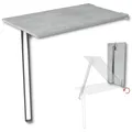 Produktbild: KDR Wandklapptisch 80x50 cm Betonoptik – Klapptisch mit Tischbein in Chrom zur Wandmontage – als Esstisch, Schreibtisch oder Küchentisch – Höhe 74 cm