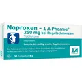 Produktbild: NAPROXEN-1A Pharma 250 mg b.Regelschmerzen Tabl. 30 St