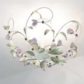 Produktbild: Licht-Erlebnisse Deckenlampe Glas Metall Weiß Rosa Küche Flur Wohnzimmer B:64 cm E14 max. 60 Watt 3-flmg Floral verspielte Deckenleuchte Esstisch ROSE