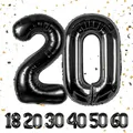 Produktbild: Geburtstag zahlen luftballon 20 jahre | Folienballon Schwarz- Folienballon in 40