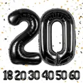 Produktbild: Geburtstag zahlen luftballon 20 jahre | Folienballon Schwarz Folienballon in ...