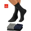 Produktbild: Socken H.I.S, Damen, Gr. 39-42, blau (1x schwarz, 1x marine, 1x anthrazit, meliert, 1x grau, meliert), Baumwolle, Elasthan (LYCRA), Polyamid, unifarben, elastisch, Socken Socken, mit druckfreiem Bündchen